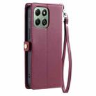 For Honor X6b / X6a Wallet Multi-card Slot Leather Phone Case with Lanyard(Wine Red) - 3