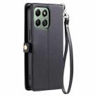 For Honor X6b / X6a Wallet Multi-card Slot Leather Phone Case with Lanyard(Black) - 3