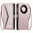 For Honor X9b / 50 Wallet Multi-card Slot Leather Phone Case with Lanyard(Rose Gold) - 1