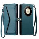 For Honor X9b / 50 Wallet Multi-card Slot Leather Phone Case with Lanyard(Green) - 1