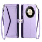 For Honor X9b / 50 Wallet Multi-card Slot Leather Phone Case with Lanyard(Purple) - 1