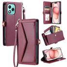For Honor 400 Lite Wallet Multi-card Slot Leather Phone Case with Lanyard(Wine Red) - 1