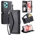 For Honor 400 Lite Wallet Multi-card Slot Leather Phone Case with Lanyard(Black) - 1