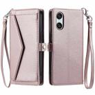 For Sony Xperia 10 VI Wallet Multi-card Slot Leather Phone Case with Lanyard(Rose Gold) - 1