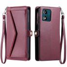 For Motorola Moto E13 Wallet Multi-card Slot Leather Phone Case with Lanyard(Wine Red) - 1