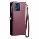 For Motorola Moto E13 Wallet Multi-card Slot Leather Phone Case with Lanyard(Wine Red) - 3
