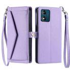 For Motorola Moto E13 Wallet Multi-card Slot Leather Phone Case with Lanyard(Purple) - 1