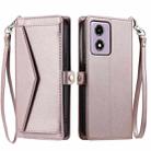 For Motorola Moto E14 / G24 / G04 Wallet Multi-card Slot Leather Phone Case with Lanyard(Rose Gold) - 1