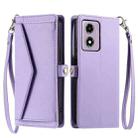 For Motorola Moto E14 / G24 / G04 Wallet Multi-card Slot Leather Phone Case with Lanyard(Purple) - 1