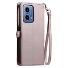 For Motorola Moto G34 Wallet Multi-card Slot Leather Phone Case with Lanyard(Rose Gold) - 3