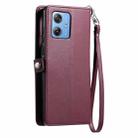 For Motorola Moto G54 / G64 Wallet Multi-card Slot Leather Phone Case with Lanyard(Wine Red) - 3