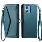 For Motorola Moto G54 / G64 Wallet Multi-card Slot Leather Phone Case with Lanyard(Green) - 1