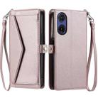 For Motorola Moto G85 Wallet Multi-card Slot Leather Phone Case with Lanyard(Rose Gold) - 1