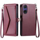 For Motorola Moto G85 Wallet Multi-card Slot Leather Phone Case with Lanyard(Wine Red) - 1