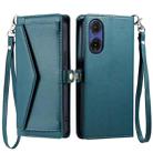 For Motorola Moto G85 Wallet Multi-card Slot Leather Phone Case with Lanyard(Green) - 1