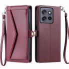 For Motorola Edge 50 Neo Wallet Multi-card Slot Leather Phone Case with Lanyard(Wine Red) - 1