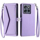 For Motorola Edge 50 Neo Wallet Multi-card Slot Leather Phone Case with Lanyard(Purple) - 1