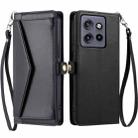 For Motorola Edge 50 Neo Wallet Multi-card Slot Leather Phone Case with Lanyard(Black) - 1