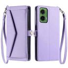 For Motorola Moto G35 Wallet Multi-card Slot Leather Phone Case with Lanyard(Purple) - 1