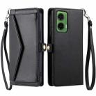 For Motorola Moto G35 Wallet Multi-card Slot Leather Phone Case with Lanyard(Black) - 1