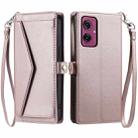 For Motorola Moto G55 Wallet Multi-card Slot Leather Phone Case with Lanyard(Rose Gold) - 1