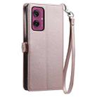 For Motorola Moto G55 Wallet Multi-card Slot Leather Phone Case with Lanyard(Rose Gold) - 3