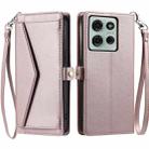 For Motorola Moto G75 5G Wallet Multi-card Slot Leather Phone Case with Lanyard(Rose Gold) - 1