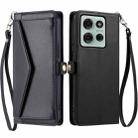 For Motorola Moto G75 5G Wallet Multi-card Slot Leather Phone Case with Lanyard(Black) - 1