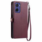 For Motorola Moto G05 Wallet Multi-card Slot Leather Phone Case with Lanyard(Wine Red) - 3