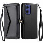 For Motorola Moto G05 Wallet Multi-card Slot Leather Phone Case with Lanyard(Black) - 1