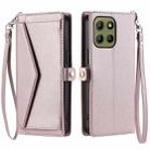 For Motorola Moto G15 Wallet Multi-card Slot Leather Phone Case with Lanyard(Rose Gold) - 1