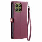 For Motorola Moto G15 Wallet Multi-card Slot Leather Phone Case with Lanyard(Wine Red) - 3