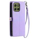 For Motorola Moto G15 Wallet Multi-card Slot Leather Phone Case with Lanyard(Purple) - 3