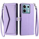 For Motorola Edge 60 Fusion Wallet Multi-card Slot Leather Phone Case with Lanyard(Purple) - 1