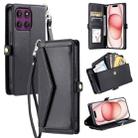For Motorola Edge 60 Pro Wallet Multi-card Slot Leather Phone Case with Lanyard(Black) - 1