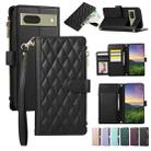 For Google Pixel 7 Rhombic Zipper Wallet Leather Phone Case(Black) - 1