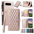 For Google Pixel 8 Pro Rhombic Zipper Wallet Leather Phone Case(Rose Gold) - 1