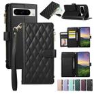 For Google Pixel 8 Pro Rhombic Zipper Wallet Leather Phone Case(Black) - 1