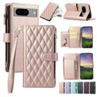 For Google Pixel 8 Rhombic Zipper Wallet Leather Phone Case(Rose Gold) - 1