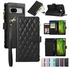 For Google Pixel 8a Rhombic Zipper Wallet Leather Phone Case(Black) - 1