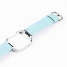 For Redmi Watch 3 Lite Metal Frame Integrated Genuine Leather Watch Band(Sky Blue) - 3