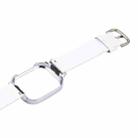 For Redmi Watch 3 Lite Metal Frame Integrated Genuine Leather Watch Band(White) - 3