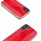 For iPhone 16 Plus ABEEL Electroplating Frame Genuine Leather Weilai Series Phone Case(Red) - 3