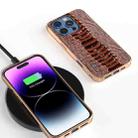 For iPhone 16 Pro Max ABEEL Electroplating Frame Genuine Leather Weilai Series Phone Case(Coffee) - 2