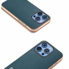 For iPhone 16 Pro Max ABEEL Electroplating Frame Genuine Leather Xiaoya Series Phone Case(Dark Green) - 3