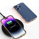 For iPhone 16 Pro Max ABEEL Electroplating Frame Genuine Leather Xiaoya Series Phone Case(Blue) - 2