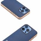 For iPhone 16 Pro Max ABEEL Electroplating Frame Genuine Leather Xiaoya Series Phone Case(Blue) - 3