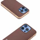 For iPhone 16 Pro Max ABEEL Electroplating Frame Genuine Leather Xiaoya Series Phone Case(Coffee) - 3