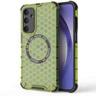 For Samsung Galaxy M35 5G Honeycomb Magnetic Ring Shockproof Phone Case(Green) - 1
