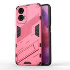 For Motorola Moto G24 4G Punk Armor 2 in 1 PC + TPU Phone Case with Holder(Light Red) - 1